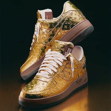 louis vuitton x nike air force 1 gold